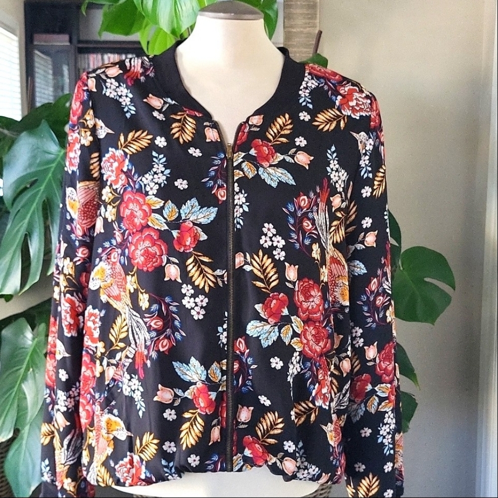Floral Bomber Style Jacket